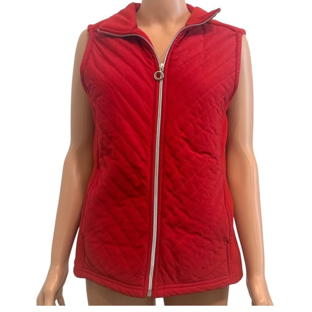 For Cynthia large quilted fleece vest top jacket pockets C 3254